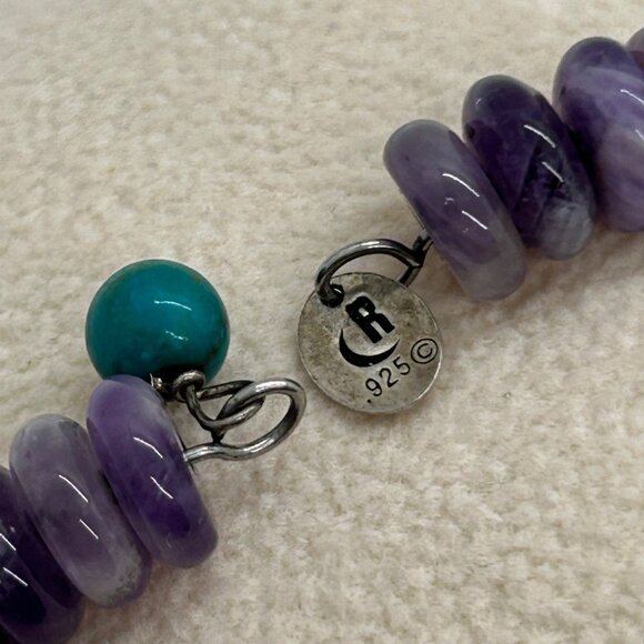 Vintage Carolyn Pollack Sterling Silver Multi Gemstone Memory Wire Bracelet 90s - Picture 6 of 13